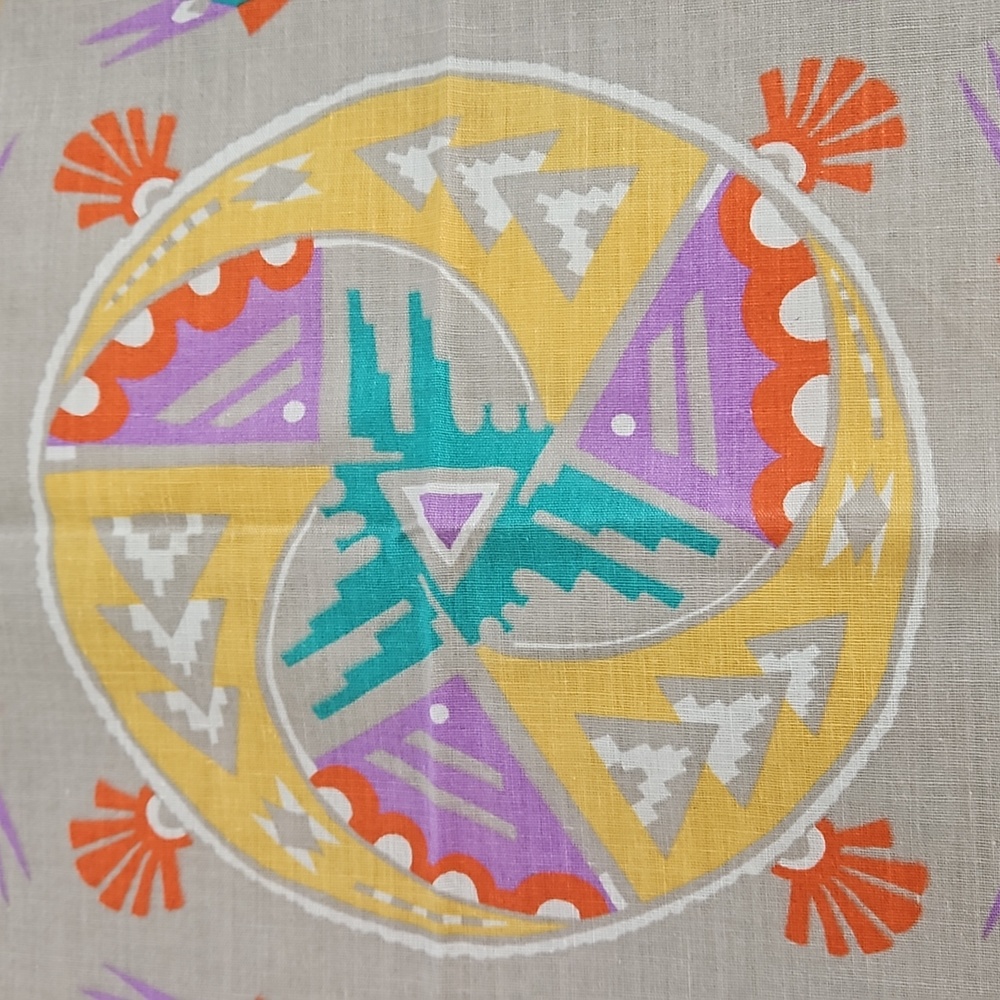 NWOT Vintage Wamcraft Southwest Aztec Cowboy Pastel Bandana 21" - Picture 6 of 8
